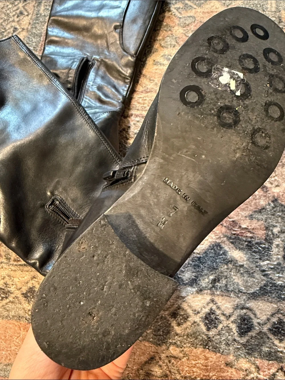 Sesto Meucci  Classic Black Leather Knee-High Riding Boots 7
